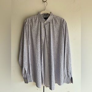 Banana republic button up long sleeve Camden fit purple flowers size XL